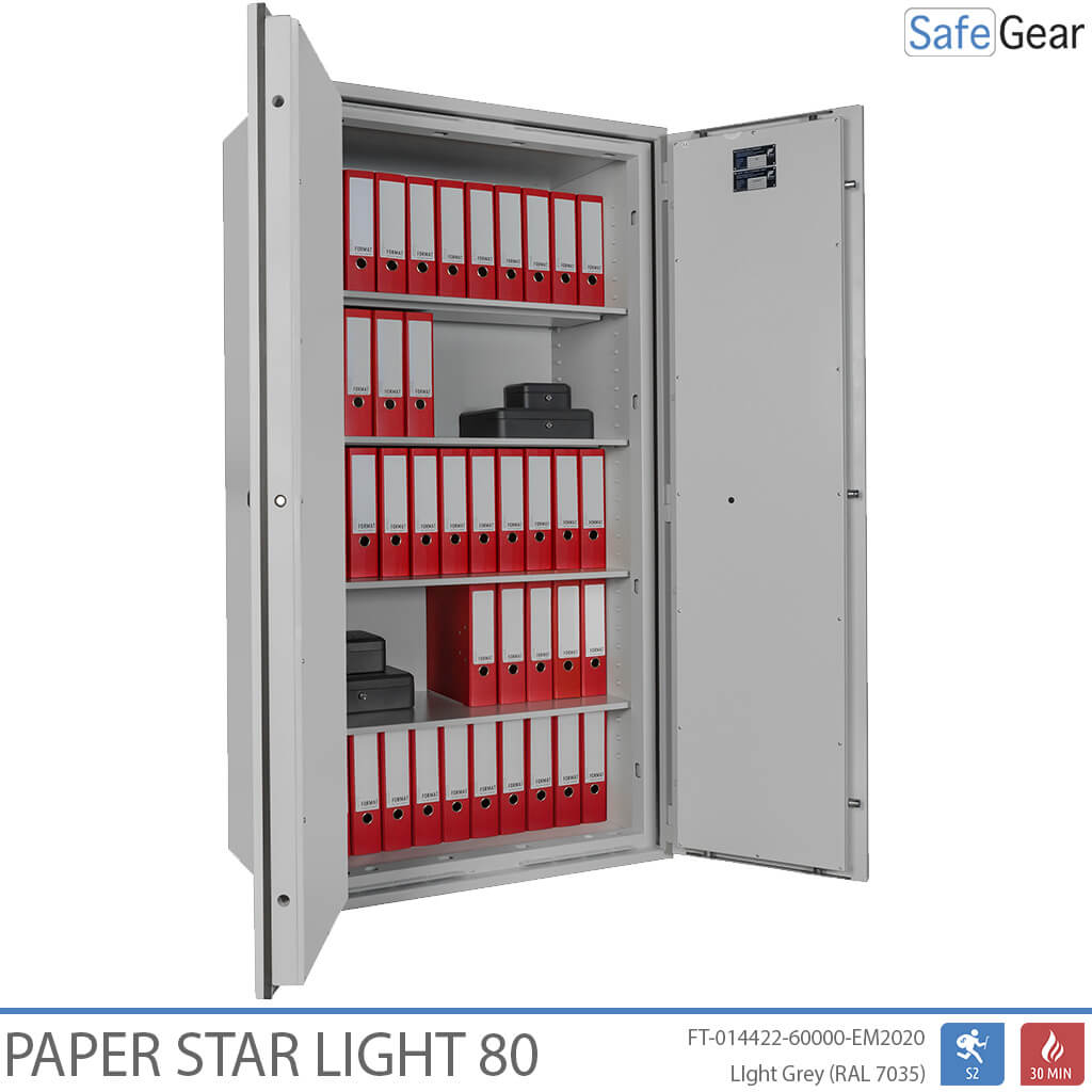 Paper Star Light two-door document safe, open with binders