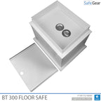 BT 300 underfloor safe with the cover removed and the door closed