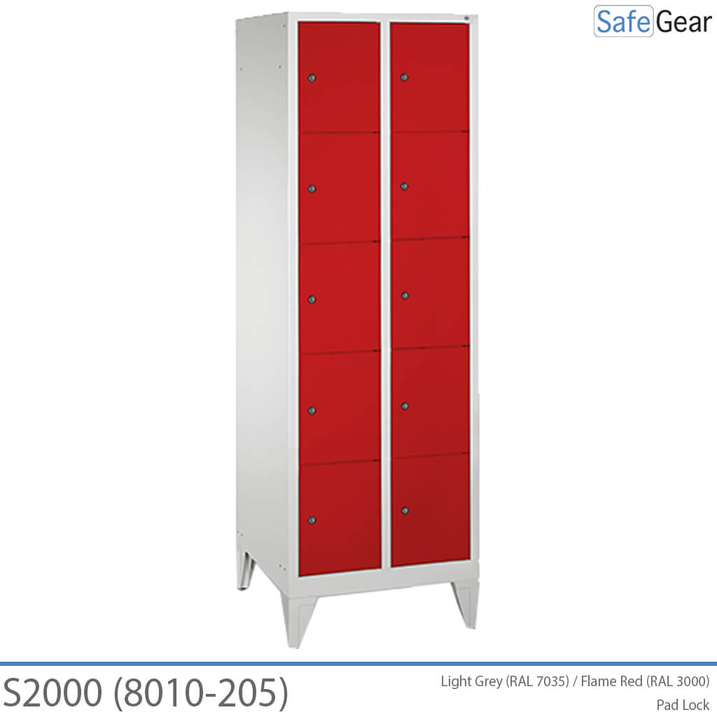 Aufbewahrungsschrank S2000 mit 2x5 Fächern (8010-205) – Vorhängeschloss